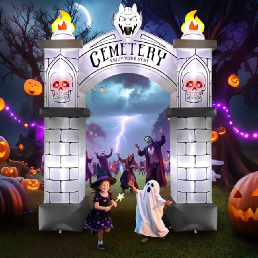 Outdoor Lighting Event - 3 Meter Hoher Halloween-Bogen, Aufblasbarer Geisterfriedhof-Bogen