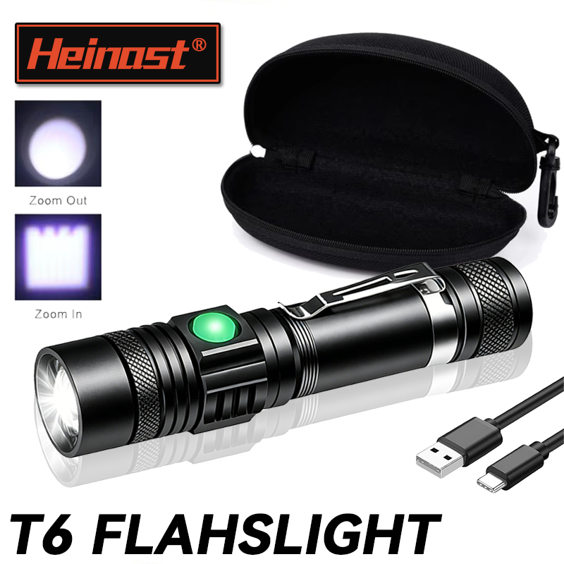 Outdoor Lighting Black - T6 LED Wiederaufladbare Taschenlampe, 18650 Zoombare