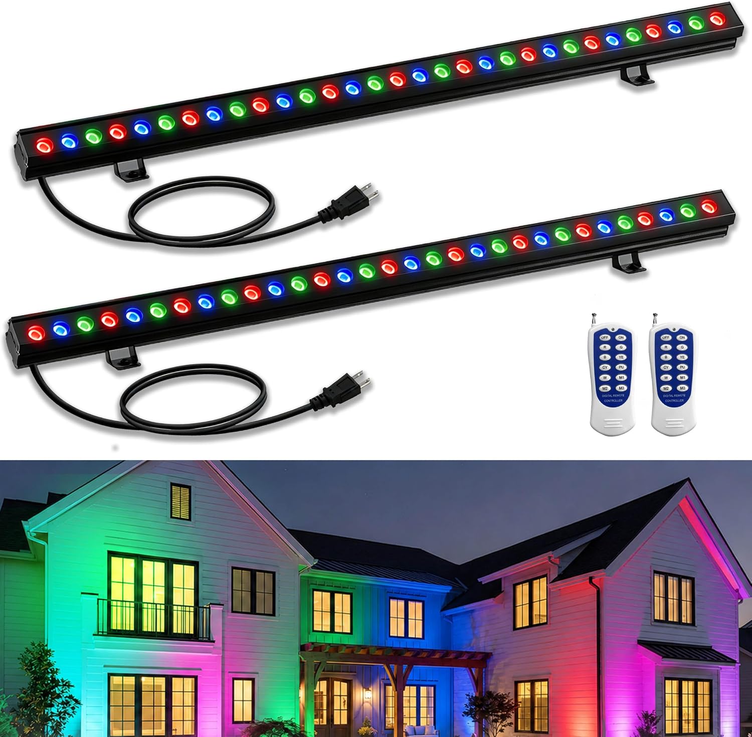 Outdoor Lighting Remote Control - 2er-Pack RGB Wandfluter 100W Outdoor LED-Lichtleiste
