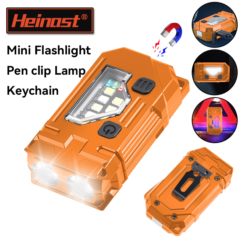 Outdoor Lighting Black - Mini-Schlüsselanhänger, EDC-Taschenlampe, wiederaufladbar, magnetische Taschenlampe, superhelle