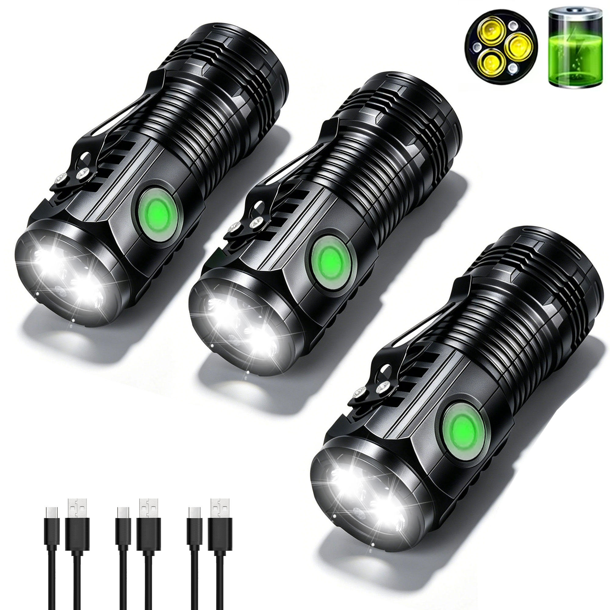 Outdoor Lighting Black - Tragbare Wiederaufladbare Outdoor-Taschenlampe Starkes Licht Wasserdichte