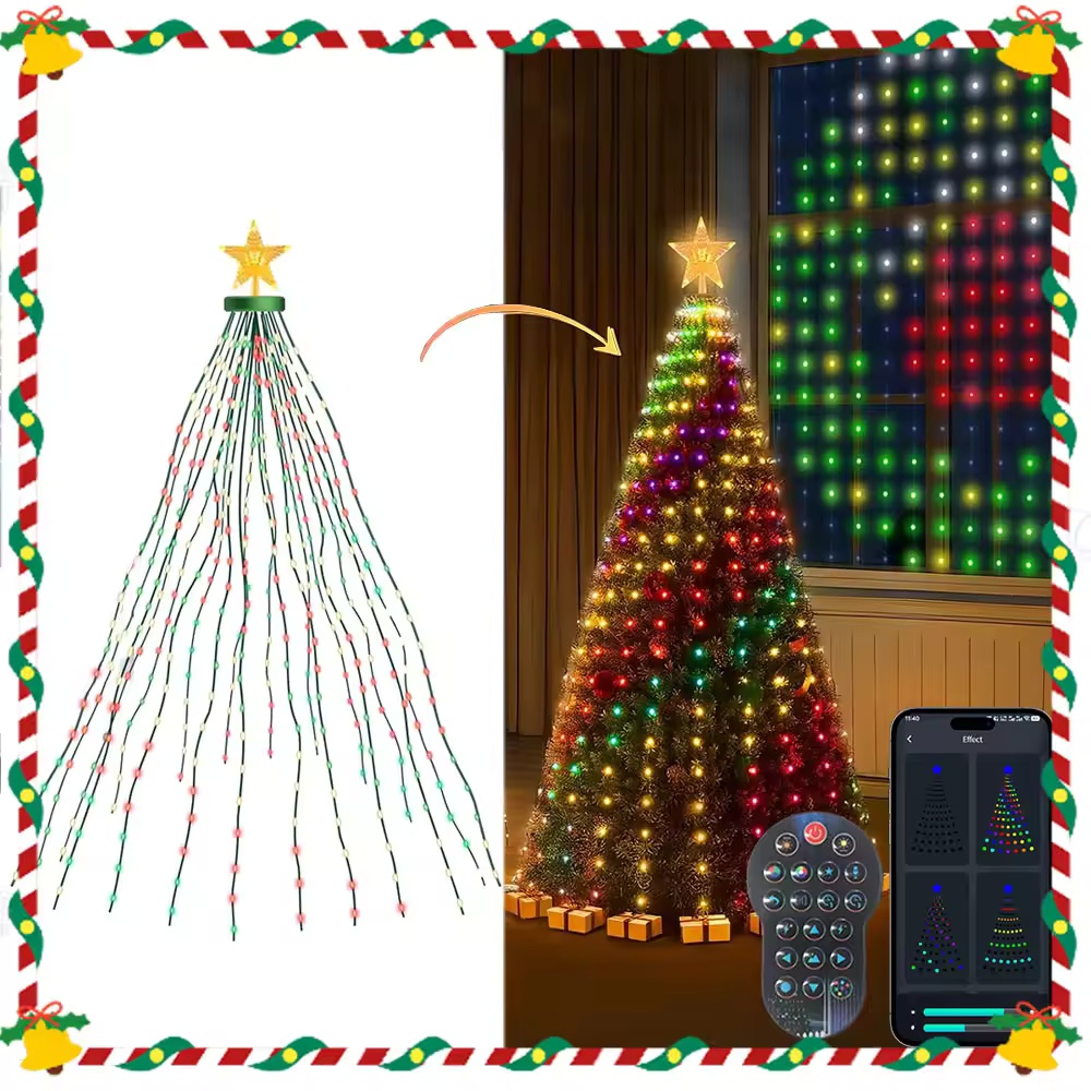 Xmas Outdoor Lighting Decorations - 2,1M 400 LEDs Weihnachtsbeleuchtung Feiertagslichterkette mit