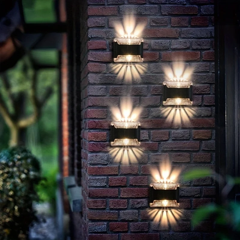 Outdoor Lighting Jellyfish - 4-teilige Solar-Wandleuchte: LED-Eingangsleuchte für den Außenbereich,