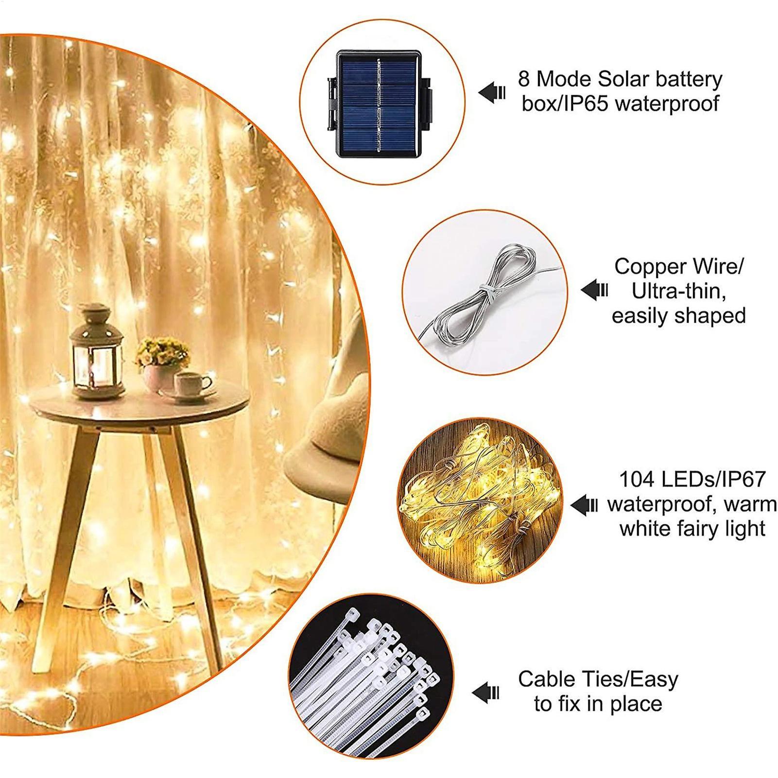 Halo Outdoor Lighting - Solar-Sonnenschirm-Lichterkette 104 LED, wasserdichte Solarleuchte für