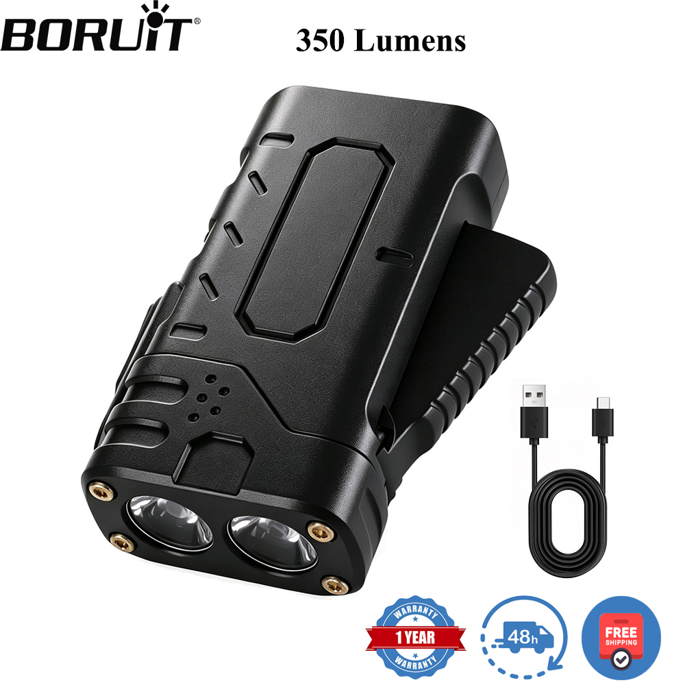 Outdoor Lighting Black - BORUIiT Handkurbel-EDC-LED-Taschenlampe, Typ-C wiederaufladbar, selbstbetriebene Taschenlampe,