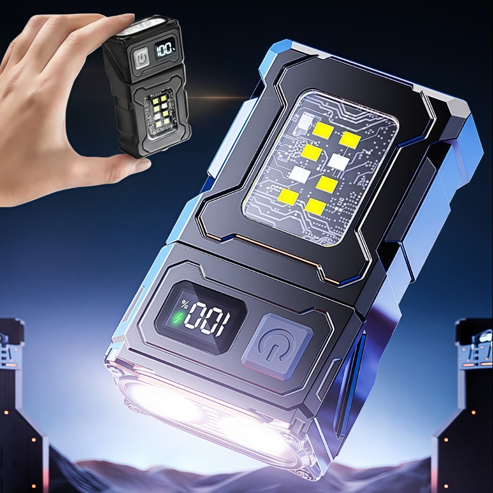 Outdoor Lighting For Camping - Wiederaufladbare Mini-LED-Taschenlampe mit Magnetclip, Arbeitsleuchte, Schlüsselanhänger-Licht,