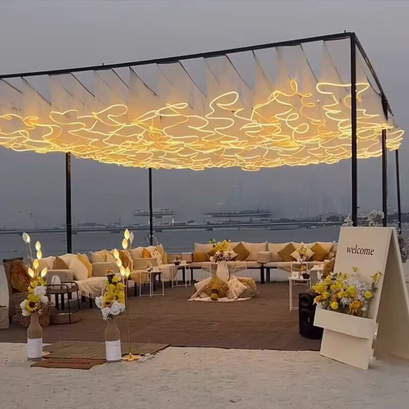 Outdoor Lighting Event - Hochzeits-Deckendekoration Outdoor LED Leuchtende Wellen-Gaze-Vorhänge mit