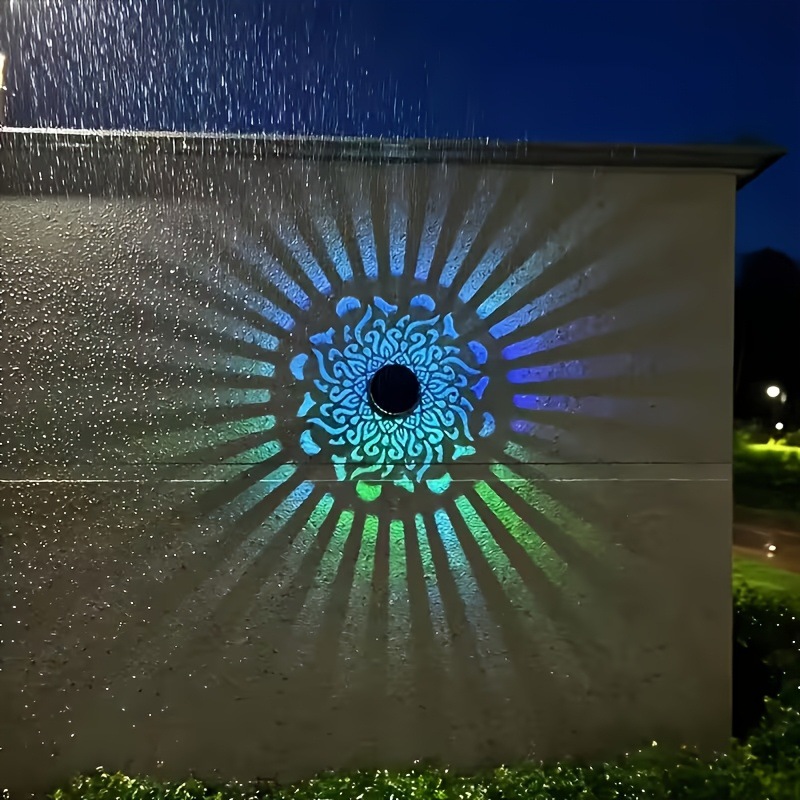 Halo Outdoor Lighting - Solar-LED-Wandleuchte Mandala-Projektionslaterne Wasserdichte Außenbeleuchtung für Hof