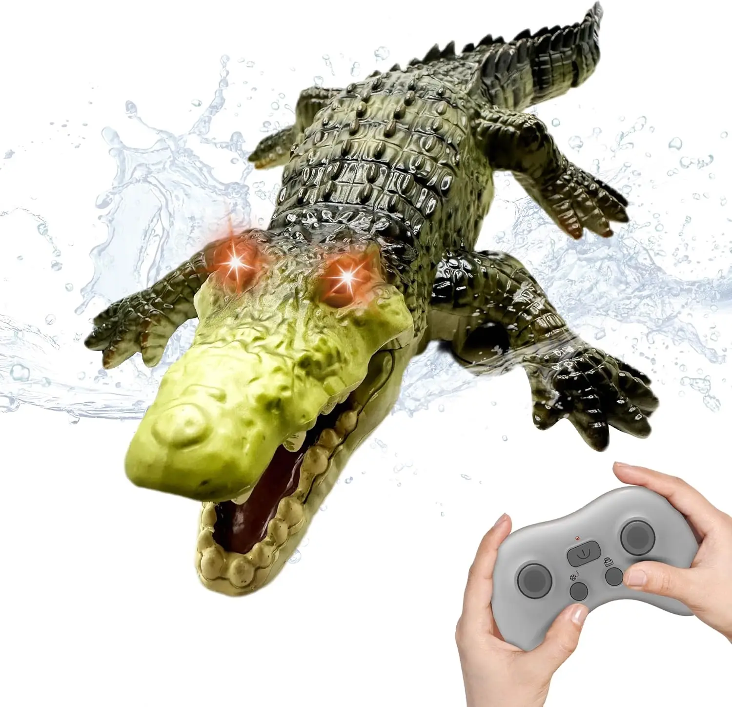 Pond Light Submersible - Ferngesteuertes Krokodil-Wasserspielzeug, RC-Alligatorboot mit LED-Licht für