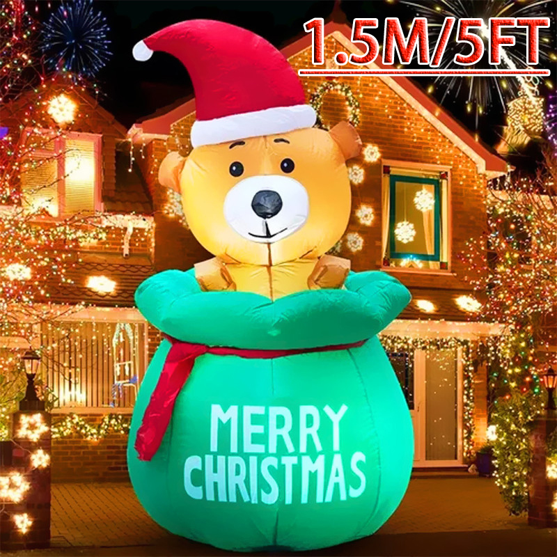 Xmas Outdoor Lighting Decorations - 5ft Weihnachten aufblasbare Dekoration Tasche Bär