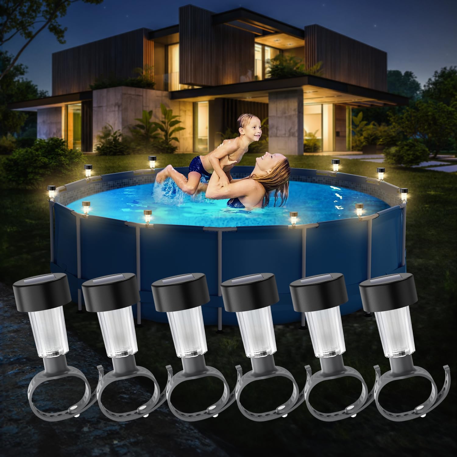 6er-Pack Solar-Pool-Lichtrahme – Pond Light Submersible Bewertung und Preis