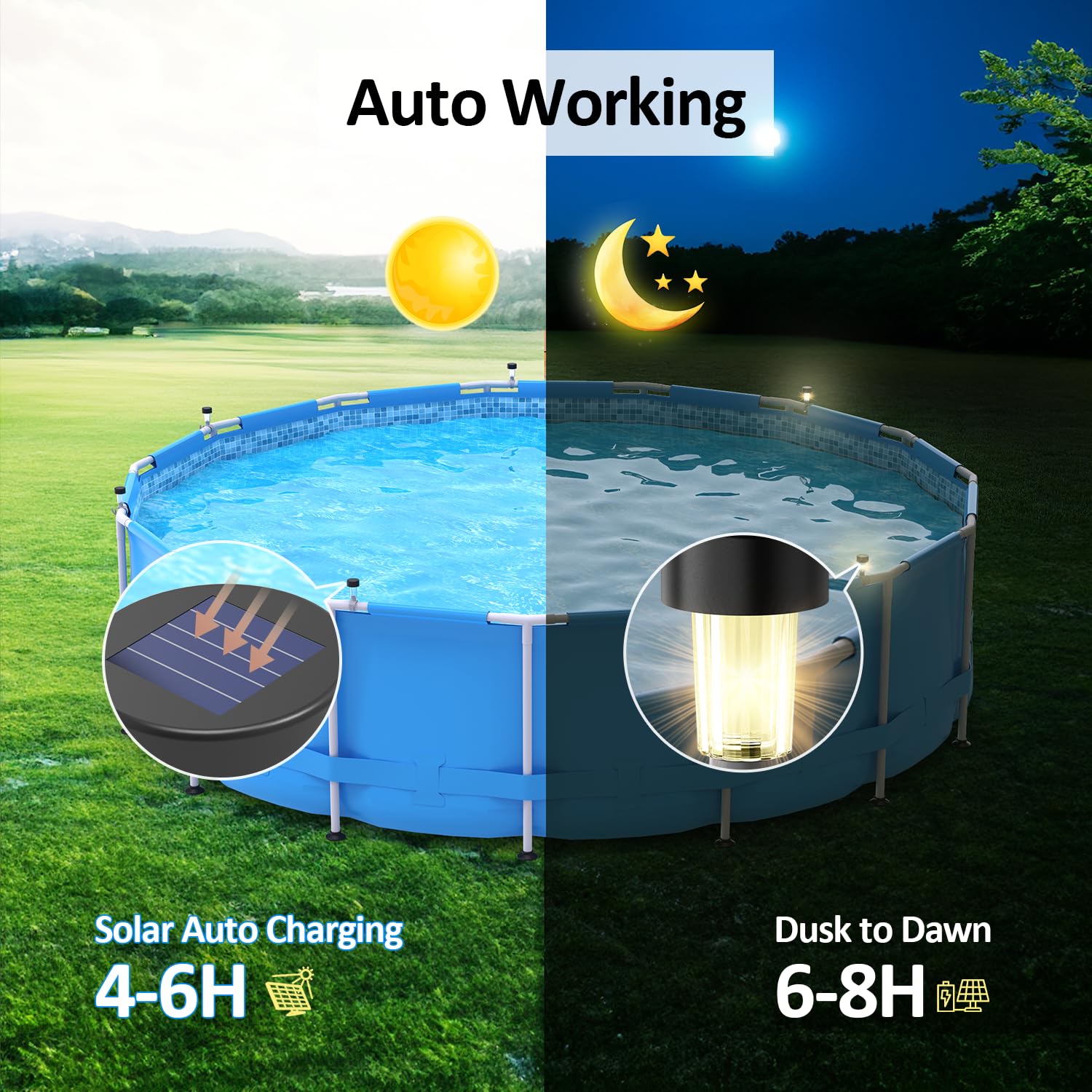 6er-Pack Solar-Pool-Lichtrahme – Pond Light Submersible Bewertung und Preis