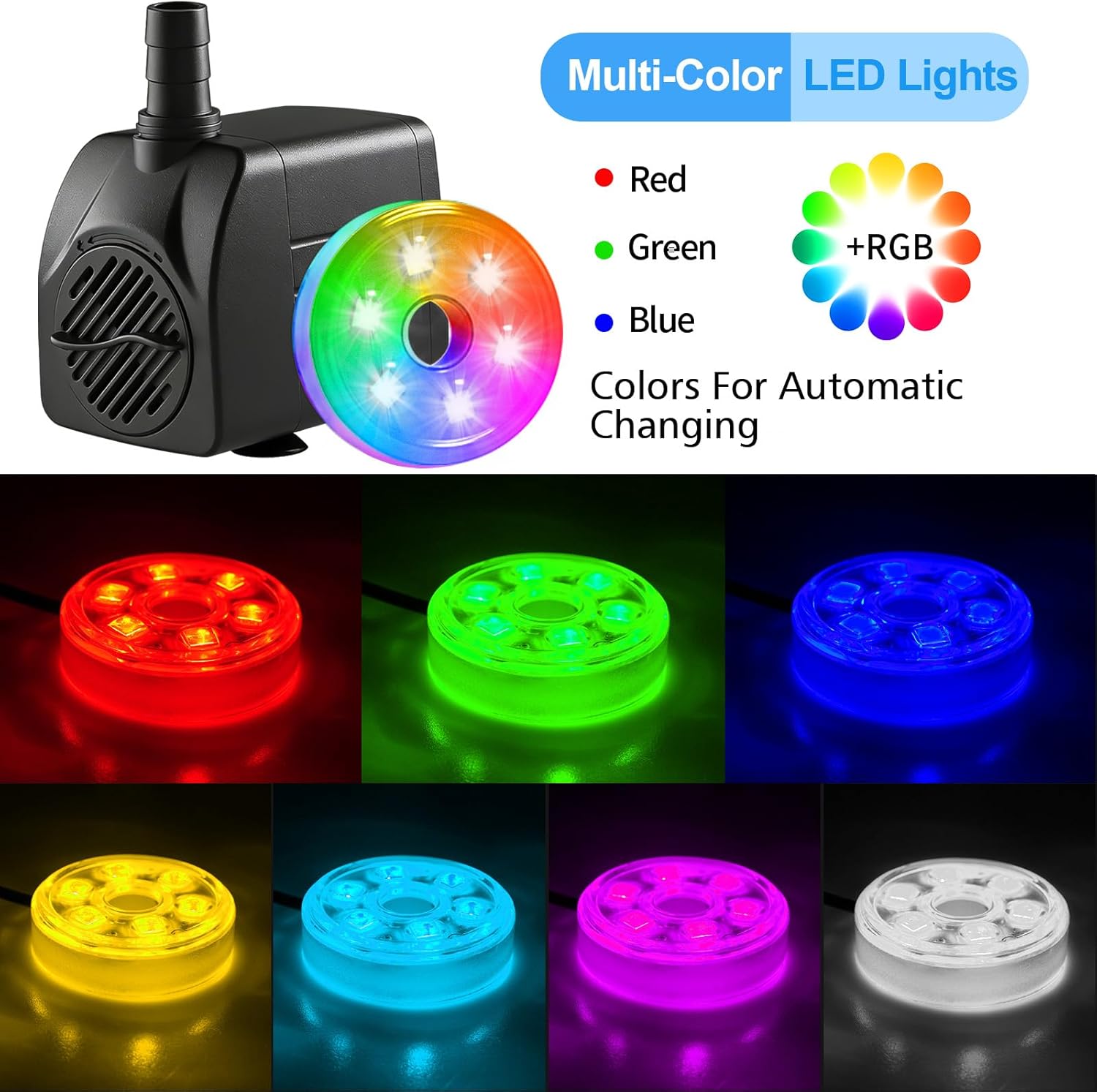 210GPH Tauchpumpe mit LED-Lich – Pond Light Submersible Bewertung und Preis