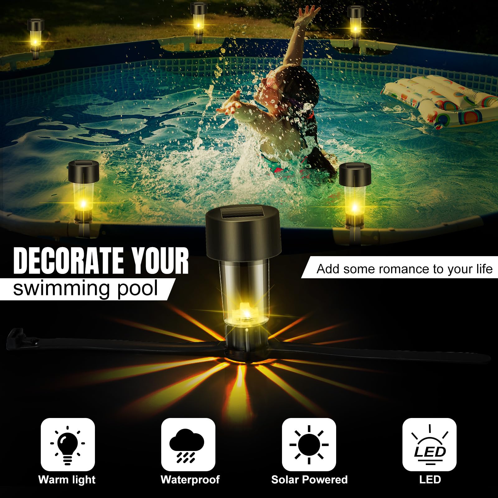 6er-Pack Solar-Pool-Lichtrahme – Pond Light Submersible Bewertung und Preis