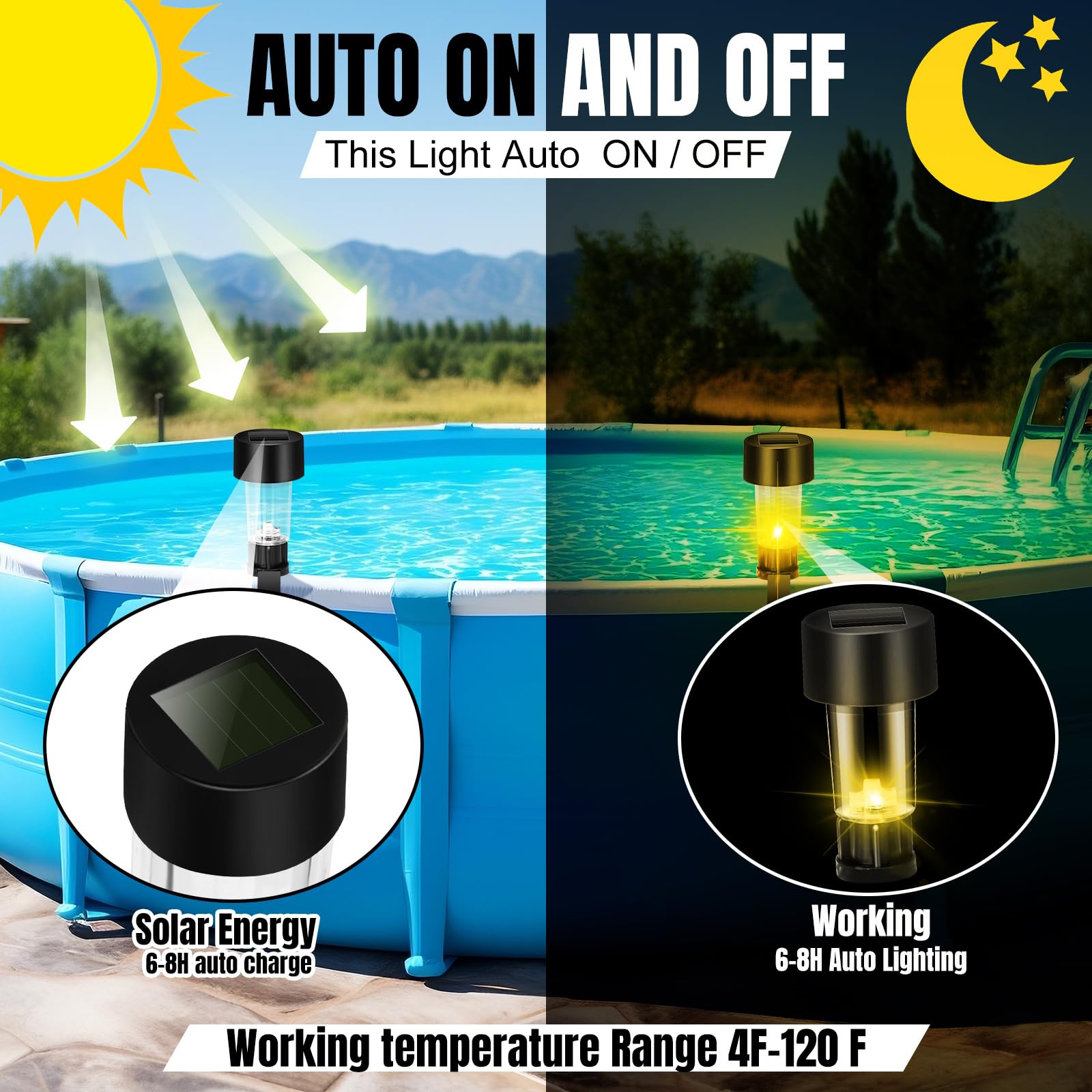 6er-Pack Solar-Pool-Lichtrahme – Pond Light Submersible Bewertung und Preis