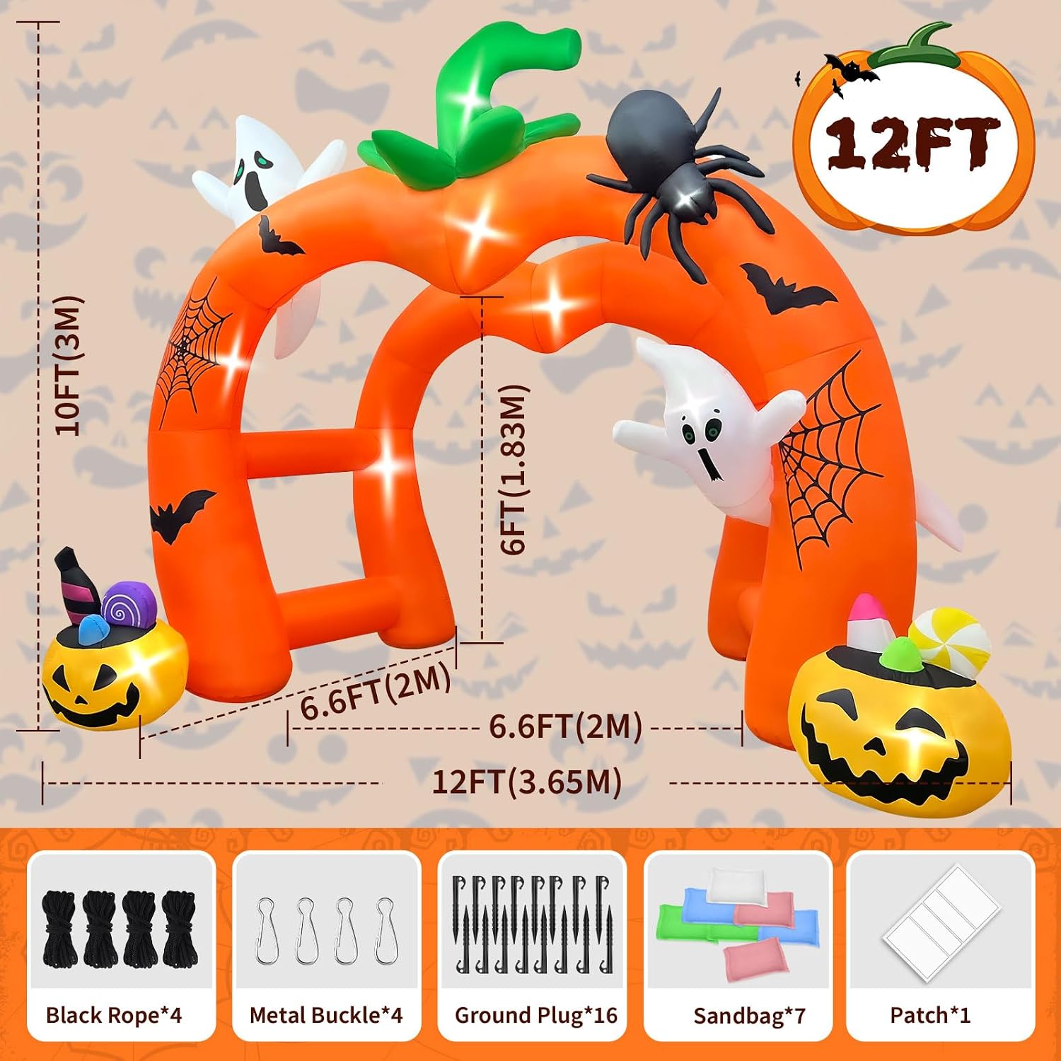 12 Fuß großer Kürbis-Geist-Hal – Outdoor Lighting Halloween Bewertung und Preis