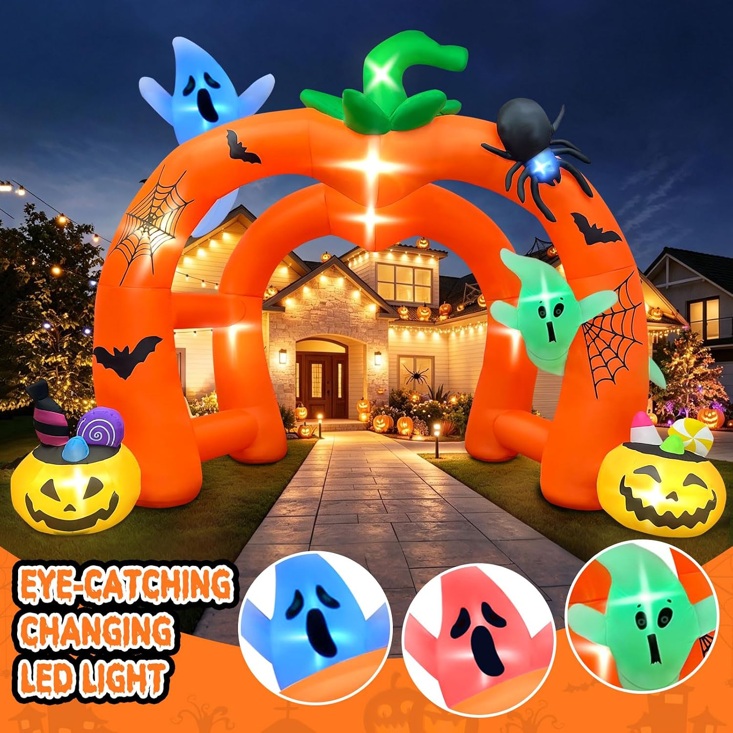 12 Fuß großer Kürbis-Geist-Hal – Outdoor Lighting Halloween Bewertung und Preis
