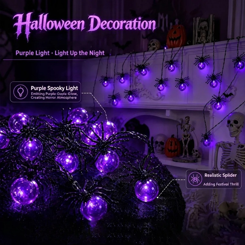 Batteriebetriebene Spinnen-LED – Outdoor Lighting Halloween Bewertung und Preis